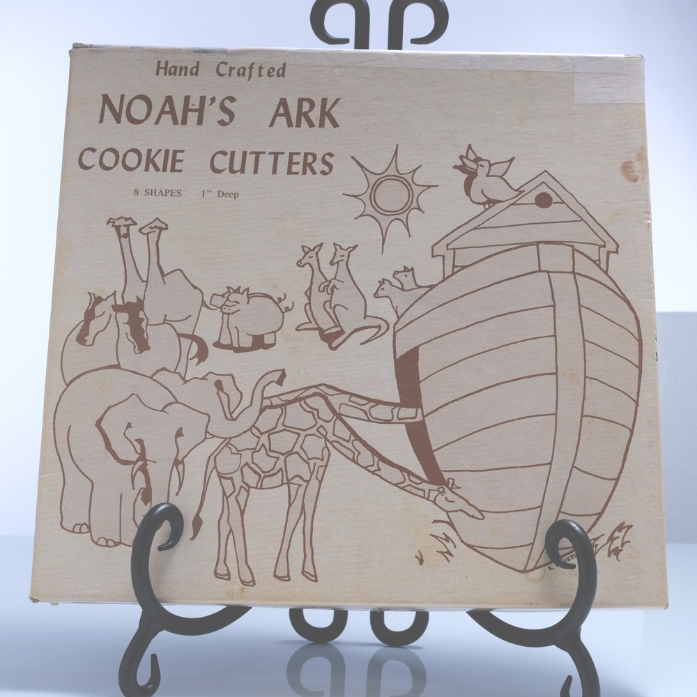 Noah's Ark Cookie Cutters 7 Shapes 1 Inch Deep Metal, Hand Crafted, Vintage